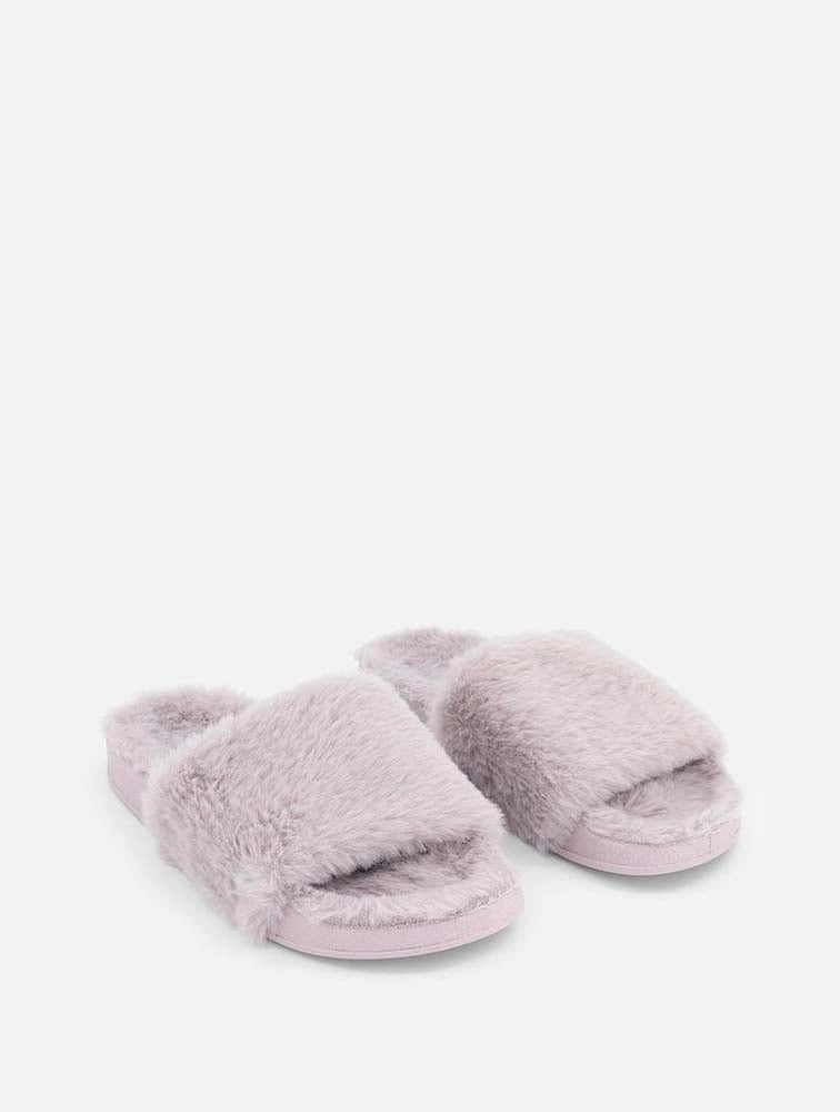 WOOLWORTHS Slippers Band Faux Fur Lilac
