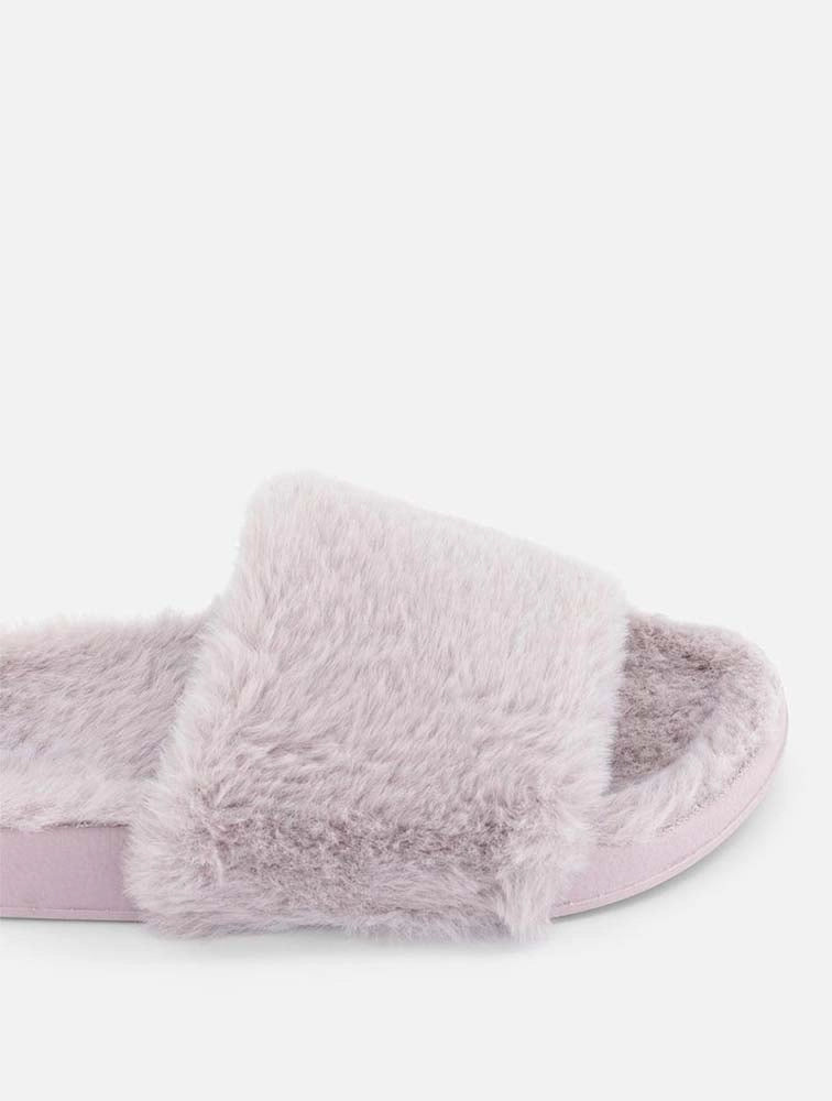 WOOLWORTHS Slippers Band Faux Fur Lilac