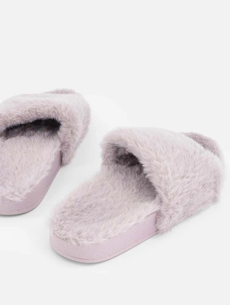 WOOLWORTHS Slippers Band Faux Fur Lilac