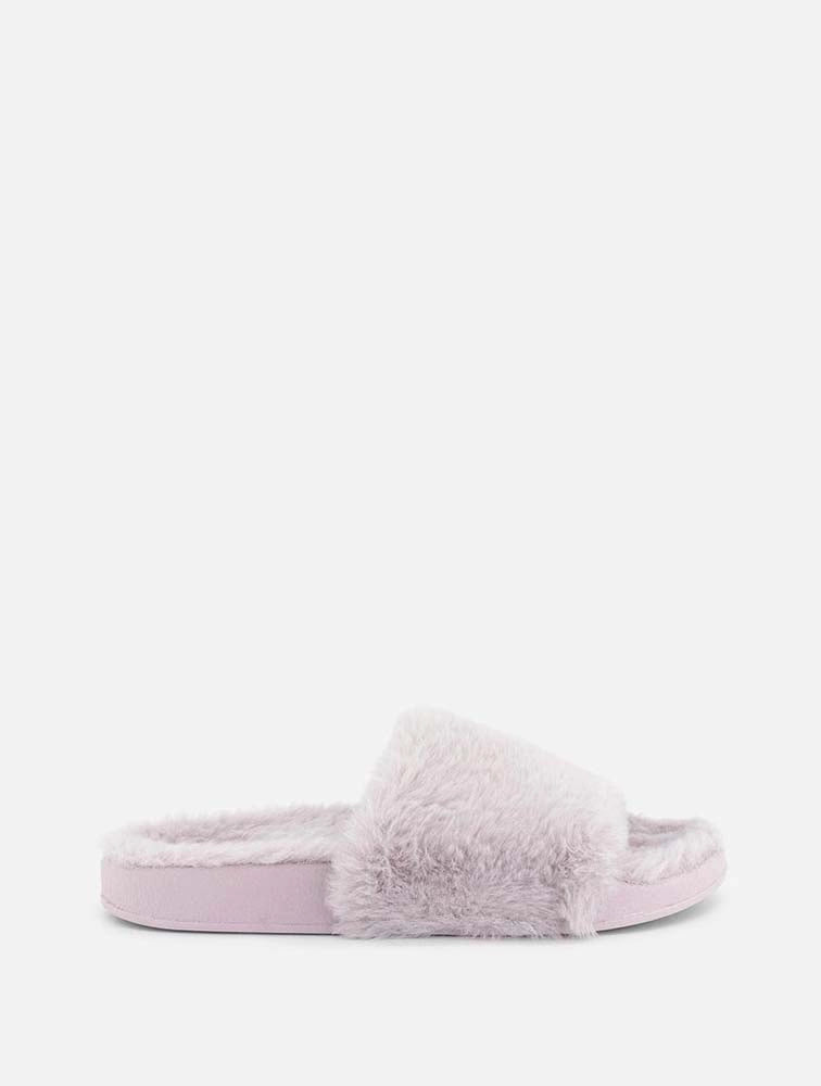 WOOLWORTHS Slippers Band Faux Fur Lilac