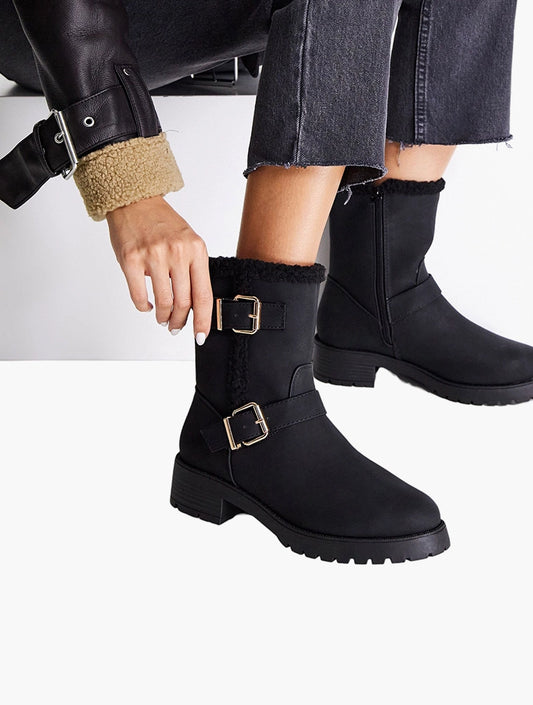 ASOS Boots Buckled Suede Black