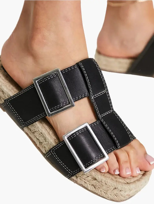 ASOS Mules Espadrille Premium Leather Black