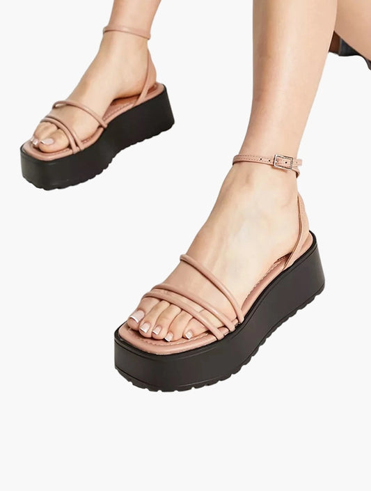 ASOS Sandals Flatform Talla Strappy Beige