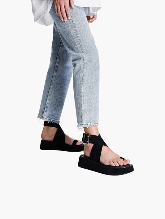 ASOS Sandals Future Premium Flat Suede Black