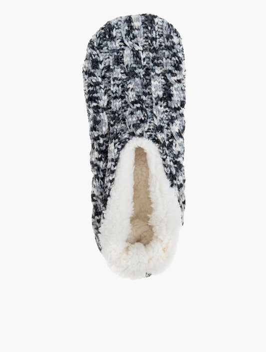 WOOLWORTHS Slipper Socks Cable Knit Charcoal