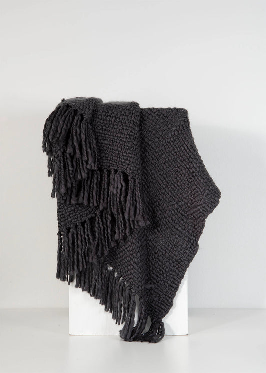WOOLWORTHS Throw Basketweave Chunky Charcoal 180x140cm