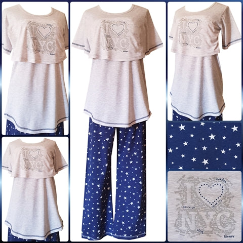 FS Ladies Breastfeeding SS NYC Dove Mélange & Navy