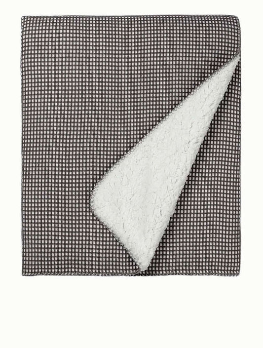WOOLWORTHS Throw Waffle Coral Fleece Grey Logan 180x150cm