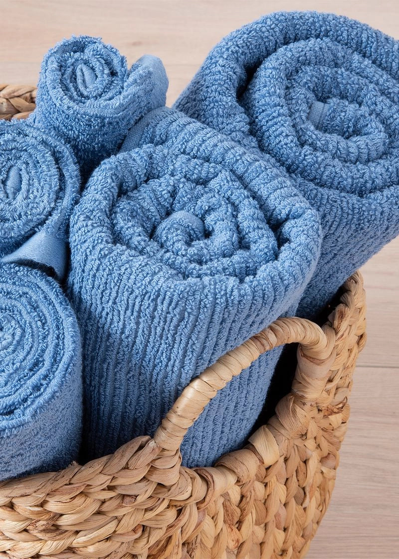 WOOLWORTHS Guest Towel Cotton Ribbed Blue
