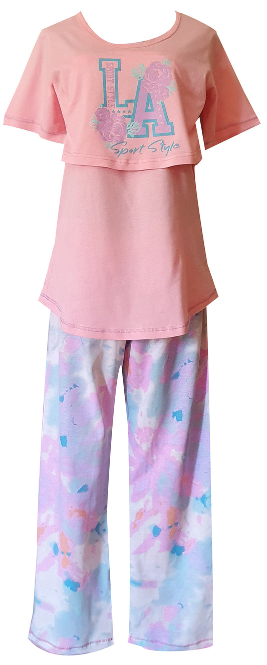 FS Ladies Breastfeeding SS LA Coral Pink, Blue & Lilac