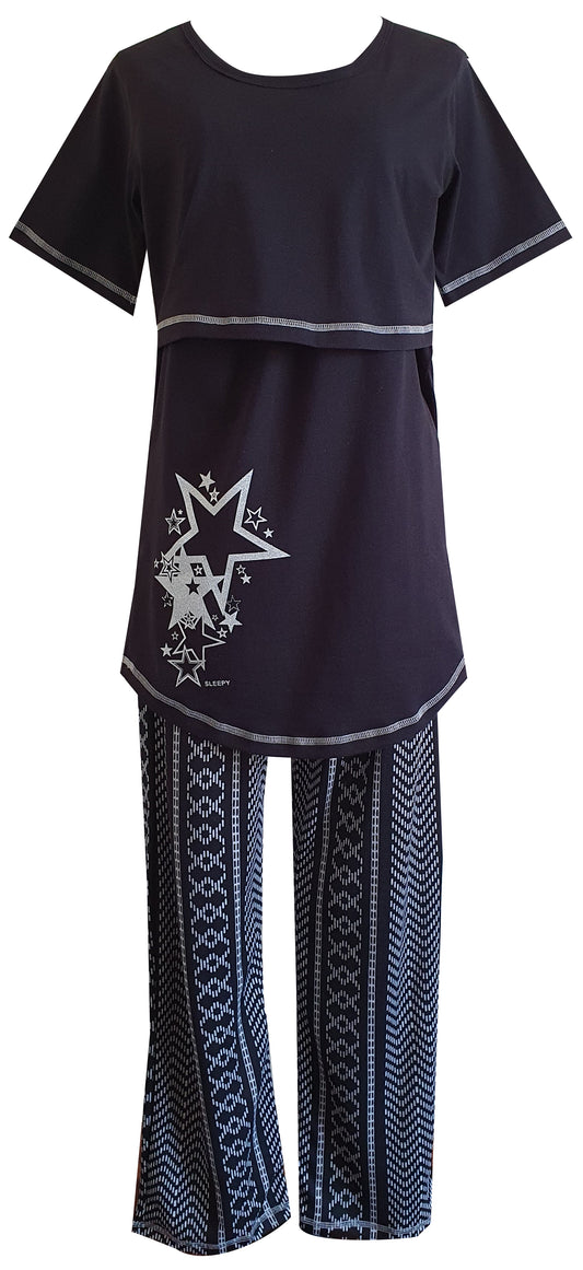 FS Ladies Breastfeeding SS Star Black & White