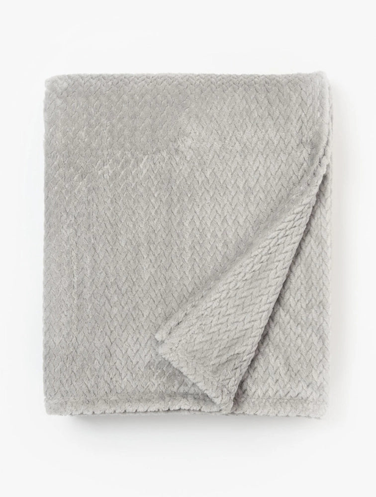 WOOLWORTHS Throw Herringbone Fleece Light Grey180x150cm