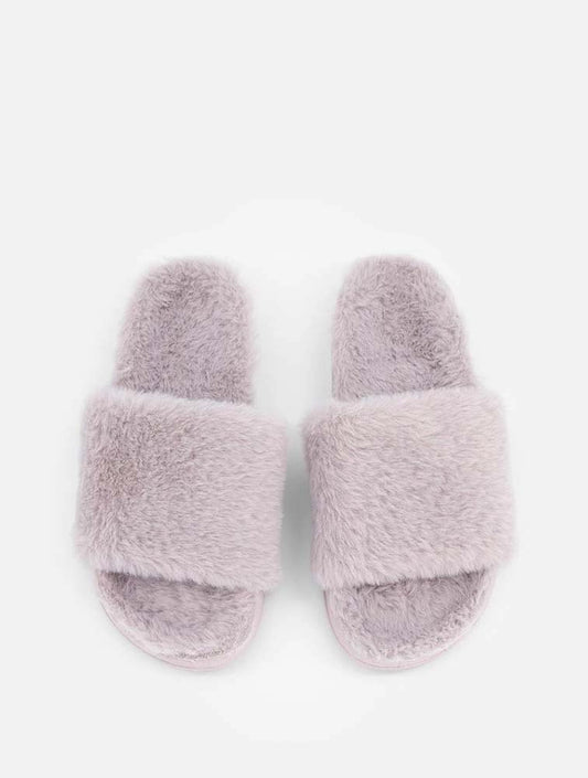 WOOLWORTHS Slippers Band Faux Fur Lilac
