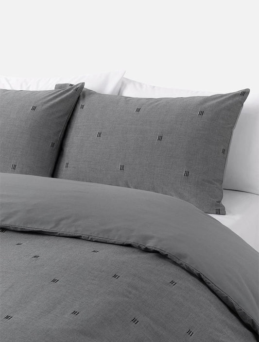 WOOLWORTHS Duvet Cover Set Cotton Minimal Dobby Stitch 180TC Studio W. Grey King