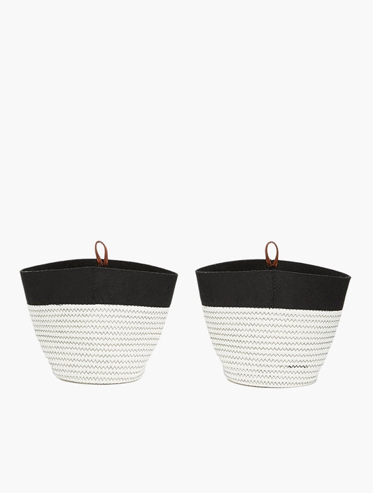 SIXTH FLOOR Combo Hanging Basket Set of 2 Black & White