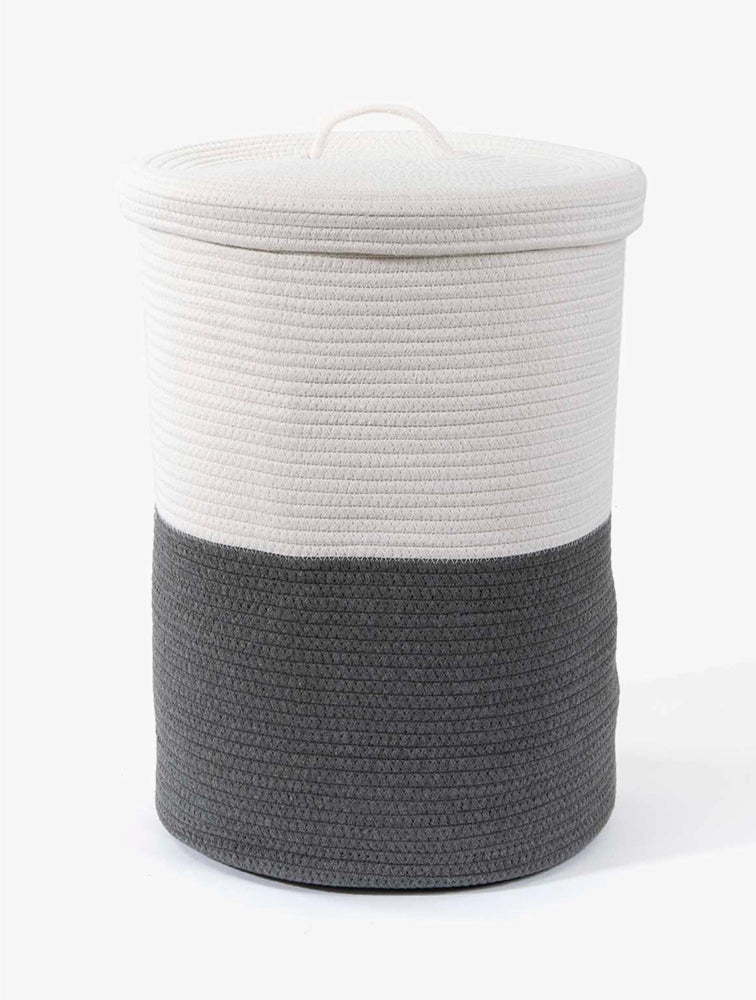 WOOLWORTHS Laundry Bin Cotton Two-Tone Studio W. White & Grey