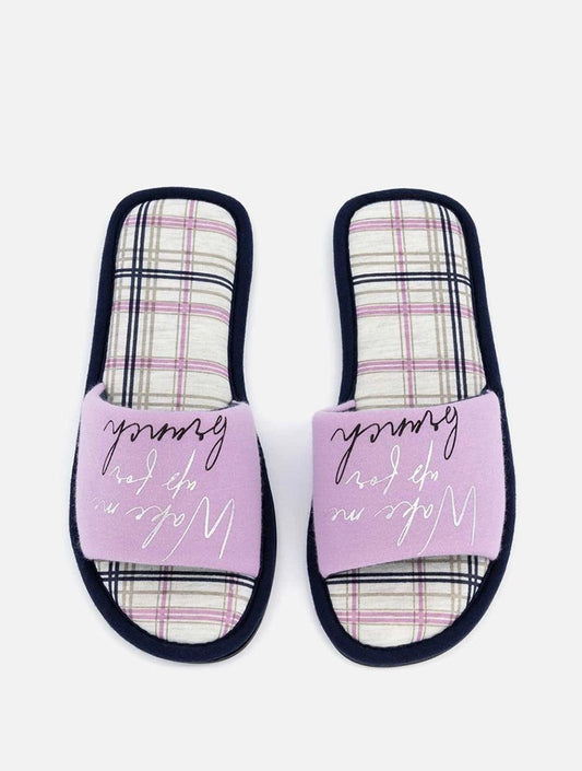 WOOLWORTHS Slippers Band Slogan Lilac